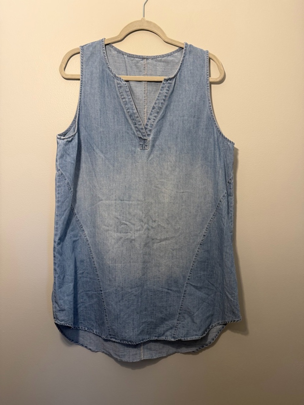 Casual Light Blue Denim Sleeveless Mini Dress